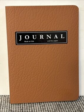 Journal Notebook - Brown Faux Leather Cover NEW made in USA axis free paper